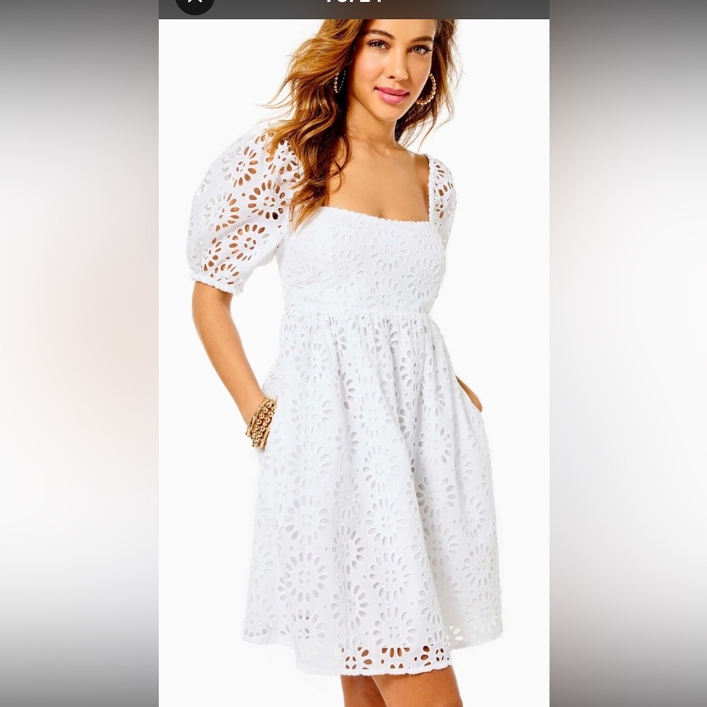 Lilly Pulitzer white Kay eyelet dress-EUC
